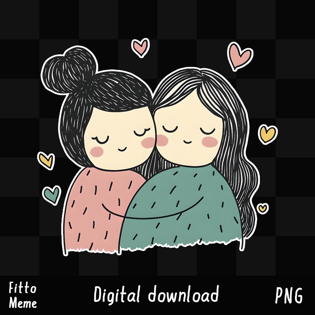 Cute Couple Hug Clipart Design | Adorable Love and Friendship Digital ...