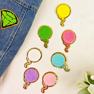 Colorful Balloon Chenille Patches, Gold Glitter Embroidery, Festive Appliques for Clothes, Bags, DIY Crafts, Sewing Kit