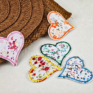 Cute Small Heart Embroidery Applique Patches, DIY Sewing Craft Heart Patches, Love Shape Embroidery Patches for Clothing Bags Accessories