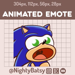 Animated Sonic emote gasp for Twitch Discord Sonic the Hedgehog cute chibi gaming streaming assets