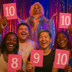 Afdrukbare scorekaarten voor dragshows en jurykaarten – sprankelende set van 1 tot 10 – digitale download voor glamourevenementen en -wedstrijden
