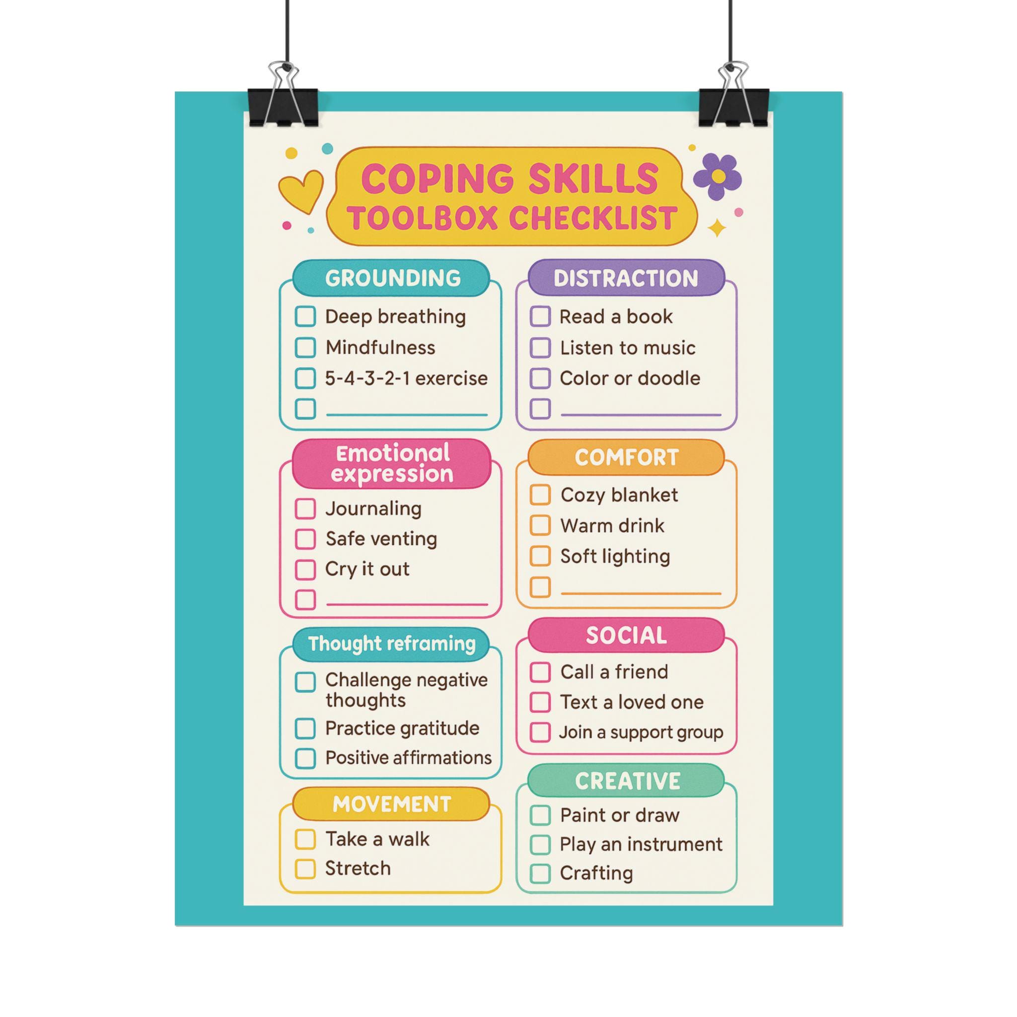 Coping Skills Toolbox Checklist in Rolled Posters - Etsy