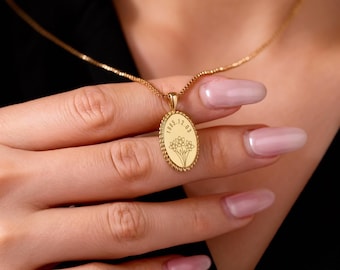 Custom Name Necklace, Personalized Tag Name Necklace, Customized Birthday Pendant, Valentines Day Gifts, Engraved Flower Pendant