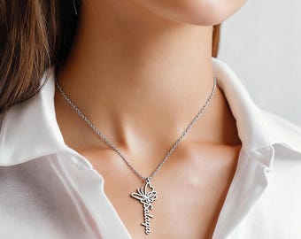 Personalized Name Jewelry, Custom Name Necklace, 18K Gold Plated Name Necklace, Minimalist Name Pendant, Stainless Steel Jewelry, Gift