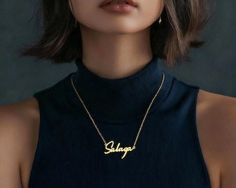 Custom Name Necklace, Minimalist Sterling Silver Pendant, 18K Gold Plated Name Necklace, Personalized Name Necklace, Letter necklace, Gift