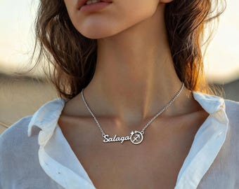 Custom Zodiac Name Necklace: 18K Gold Plated Sterling Silver, Personalized Name Necklace, Zodiac Necklace, Valentine's Gift, Letter Necklace