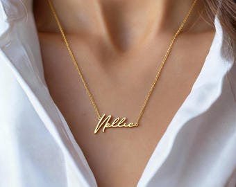 Personalized Name Necklace, Custom 18K Gold Plated Name Jewelry, Minimalist Stainless Steel Name Pendant, Letter Necklace, Custom Gift