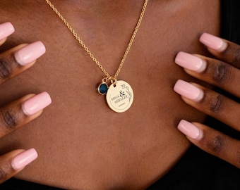 Personalized Engraved Handmade, Couple Pendant, Custom Name Necklace, Personalized Initial Birthdate Pendant, Custom Date Necklace