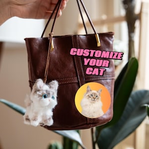 Benutzerdefinierte Katze Taschenanhänger, Handtasche Charme, Geldbörse Charme, süße Katze Plüsch Schlüsselanhänger, individuelle Katze Geschenk, Katze Erinnerung Geschenk, Katze-Liebhaber Geschenk, Geschenk für sie