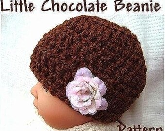 Crochet Pattern INSTANT DOWNLOAD PDF 43-Little Chocolate Beanie Crochet Pattern-make it sizes newborn to age 5