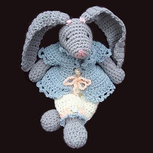 INSTANT DOWNLOAD Crochet Pattern stuffed toy bunny PDF 23 16 inch Rosalie Bunny Rabbit Instructions for bunny and clothing image 1