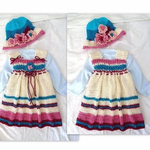 KNITTING PATTERN Hat and Dress Set Fantasia Beginner Knit baby girl dress Newborn to 6 yrs image 2