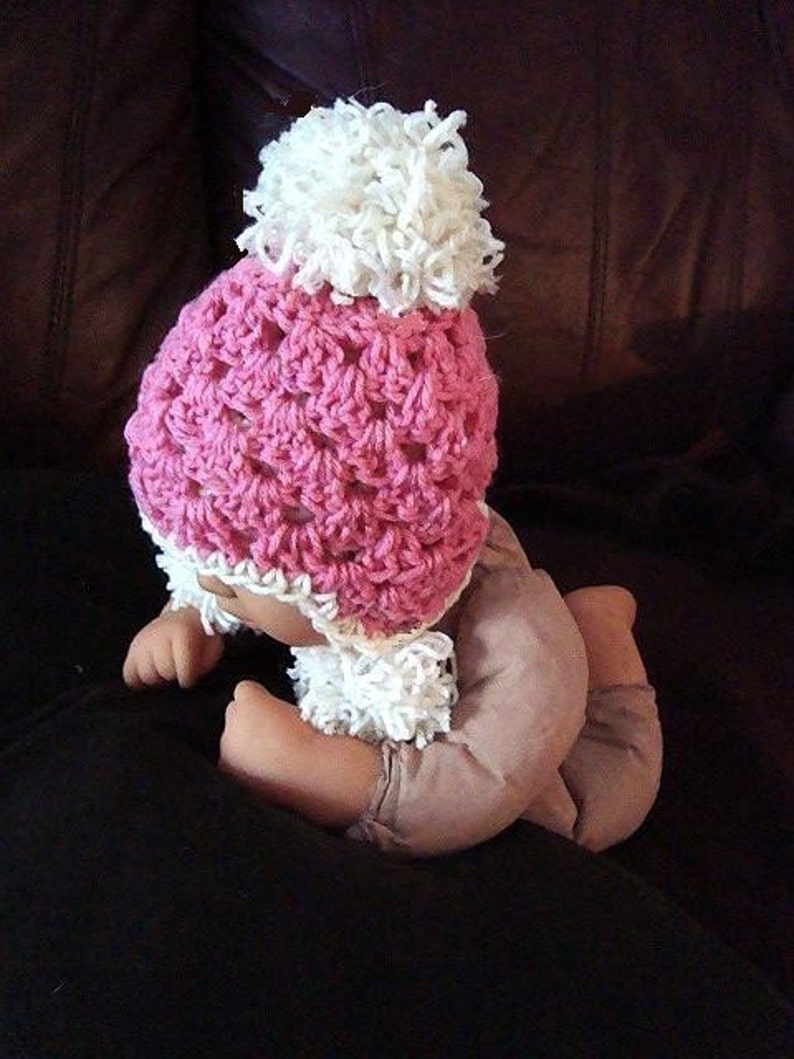 Crochet Hat Pattern PDF 193 Snow Babe Pompom hat Sizes Newborn, 3 to 6 Months, 6 to 12 Months. image 2