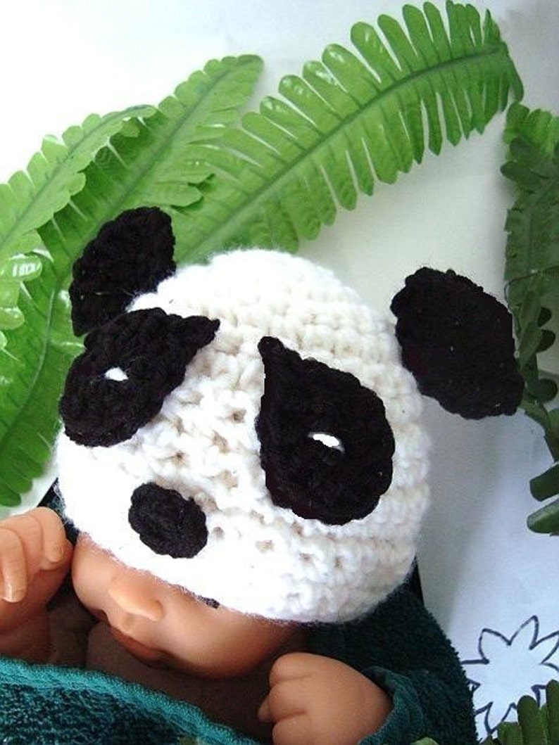 Panda Hat Crochet Pattern PDF 180-Baby Panda Hat-3 sizes newborn to 12 months image 4