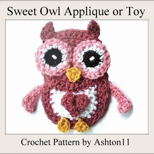 INSTANT DOWNLOAD Crochet Pattern PDF 135 -Baby Owl Applique or Toy-Crochet Pattern by Ashton11