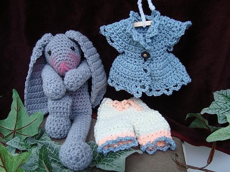 INSTANT DOWNLOAD Crochet Pattern stuffed toy bunny PDF 23 16 inch Rosalie Bunny Rabbit Instructions for bunny and clothing image 4