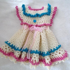 CROCHET PATTERNs, Baby Dress, Girl's Dress, Pink and Blue Frills, Newborn to 6 years, 244-L, Easy Pattern, crochet for baby image 1