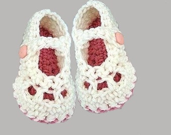 INSTANT DOWNLOAD Crochet Pattern PDF157- Little French Vanilla Mary Jane Booties- in 3 Sizes. newborn, 3 months, and 6 months