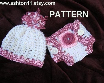 INSTANT DOWNLOAD Crochet Pattern PDF 92, Diaper Cover and hat- beginner level