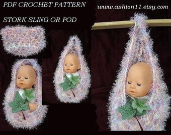 INSTANT DOWNLOAD Crochet Pattern PDF 88, stork pouch or pod cocoon