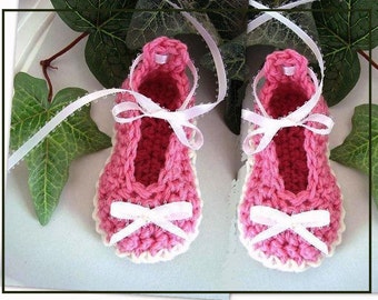 INSTANT DOWNLOAD Crochet Pattern PDF 160 Booties Ballerina Ballet Flats -3 sizes - newborn, 3 months and 6 months