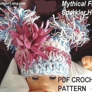 Crochet Hat Pattern PDF15-Mythical Flower Fairy Sparkler Hat All sizes from newborn to adult DIY image 5