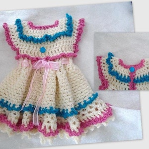 CROCHET PATTERNs, Baby Dress, Girl's Dress, Pink and Blue Frills, Newborn to 6 years, 244-L, Easy Pattern, crochet for baby image 2