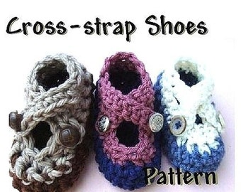 INSTANT DOWNLOAD Crochet Pattern PDF 71-Baby Booties Crochet Pattern Cross Strap Shoes- Ashton11 Crochet Patterns