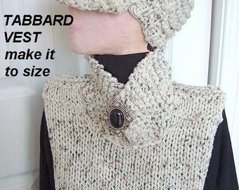 INSTANT DOWNLOAD Knitting Pattern  PDF 90 Tabbard Vest- sizes Xsmall to Large. For a crochet version see number 107