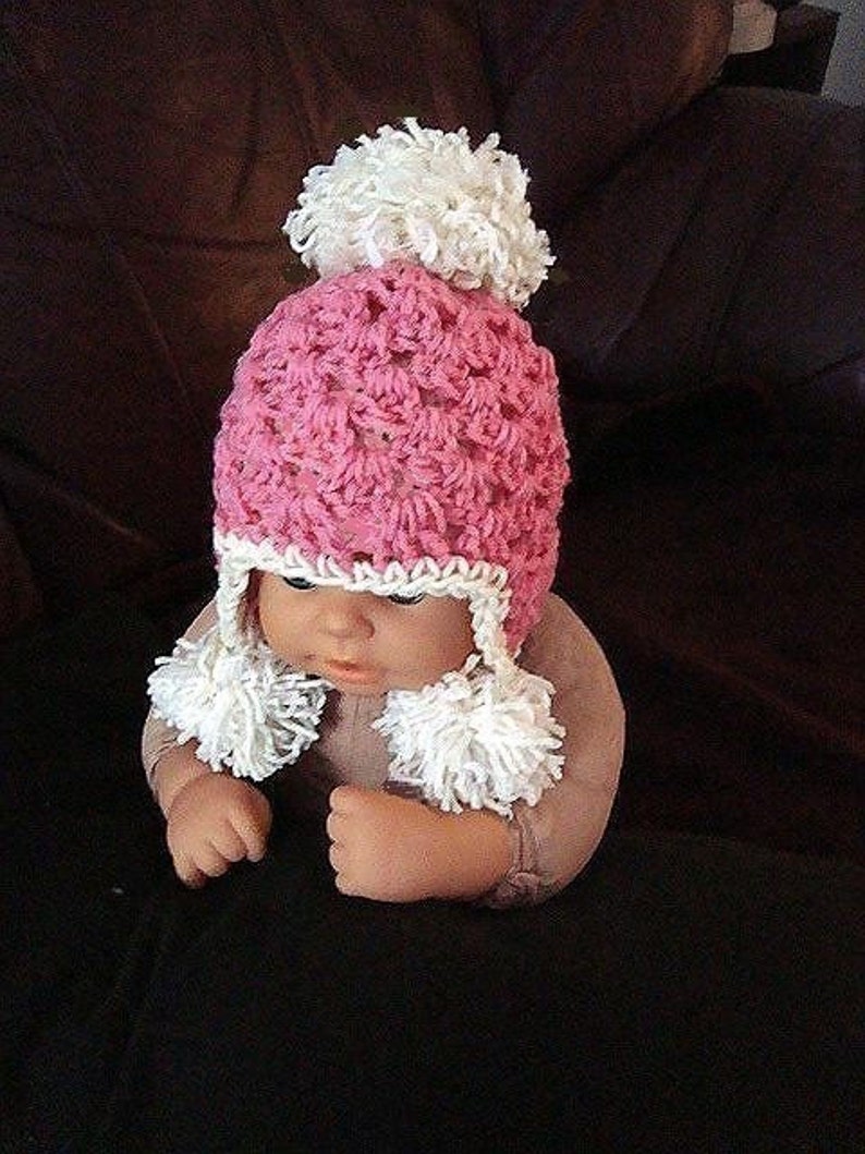 Crochet Hat Pattern PDF 193 Snow Babe Pompom hat Sizes Newborn, 3 to 6 Months, 6 to 12 Months. image 4