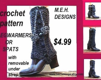 INSTANT DOWNLOAD Crochet Pattern PDF. 175 - Spats or Legwarmers with under foot removable strap -make them any size