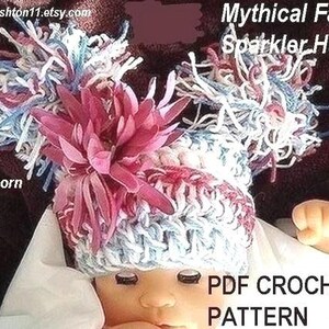 Crochet Hat Pattern PDF15-Mythical Flower Fairy Sparkler Hat All sizes from newborn to adult DIY image 2