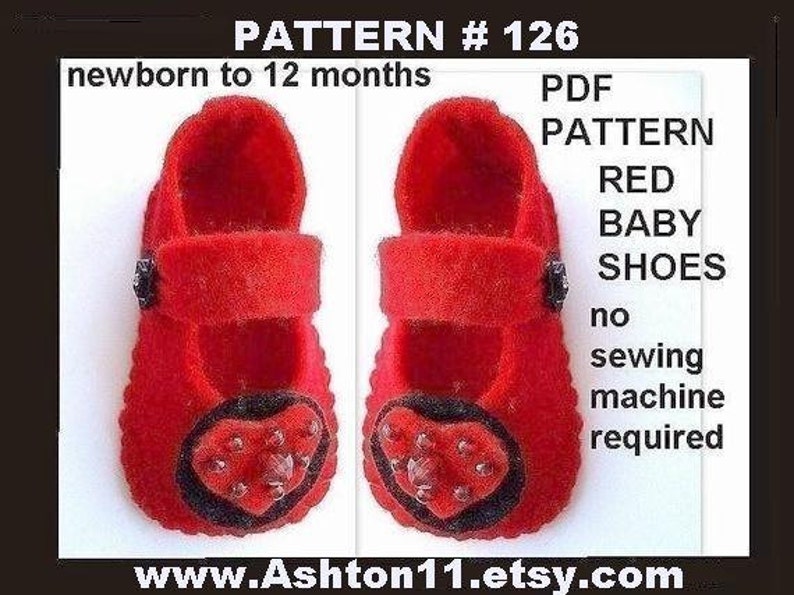 Machen Sie Filz Baby Schuhe SOFORT DOWNLOAD PDF 126 machen Größen Neugeborene bis 12 Monate.Keine Nähmaschine erforderlich Bild 5