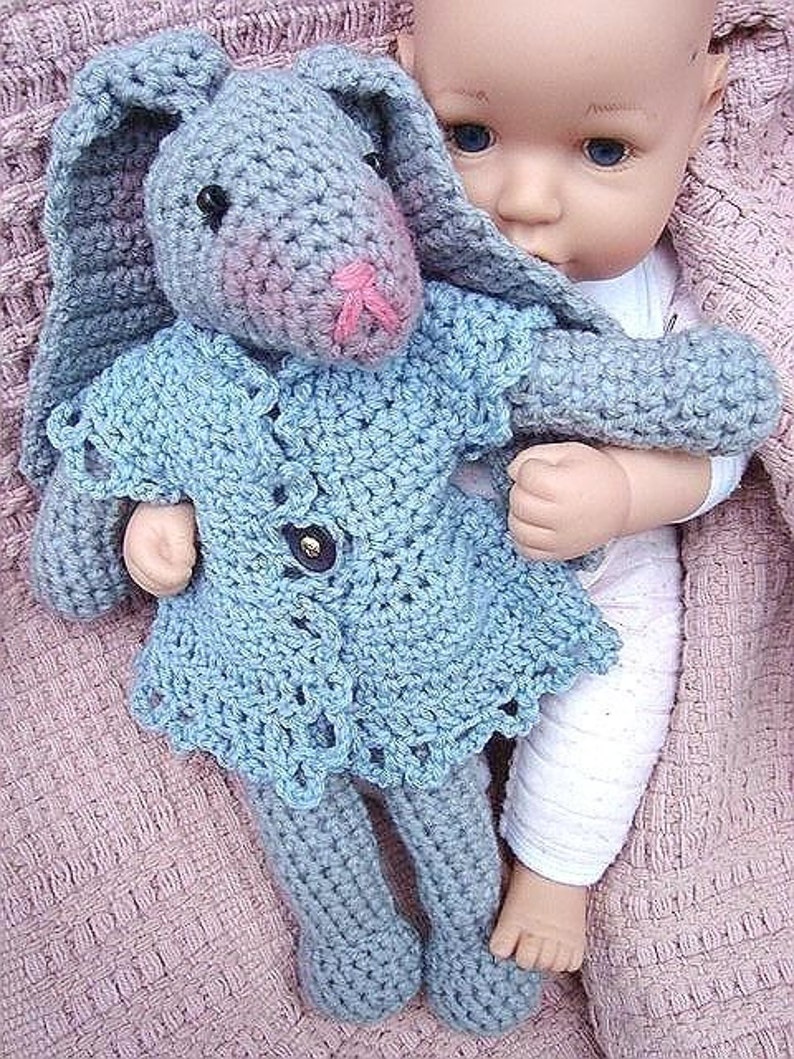 INSTANT DOWNLOAD Crochet Pattern stuffed toy bunny PDF 23 16 inch Rosalie Bunny Rabbit Instructions for bunny and clothing image 3