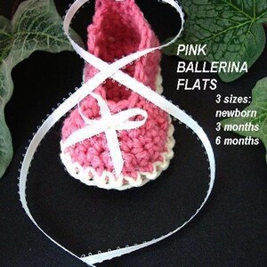 INSTANT DOWNLOAD Crochet Pattern PDF 160 Booties Ballerina Ballet Flats 3 sizes newborn, 3 months and 6 months image 4