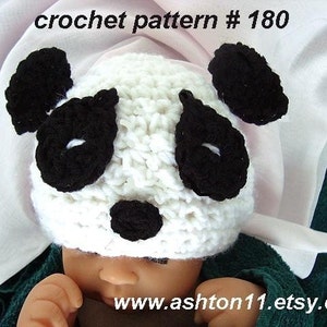 Panda Hat Crochet Pattern PDF 180-Baby Panda Hat-3 sizes newborn to 12 months image 1