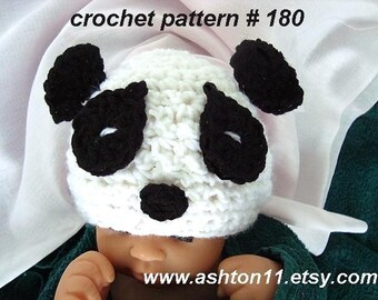 Panda Hat Crochet Pattern PDF 180-Baby Panda Hat-3 sizes newborn to 12 months