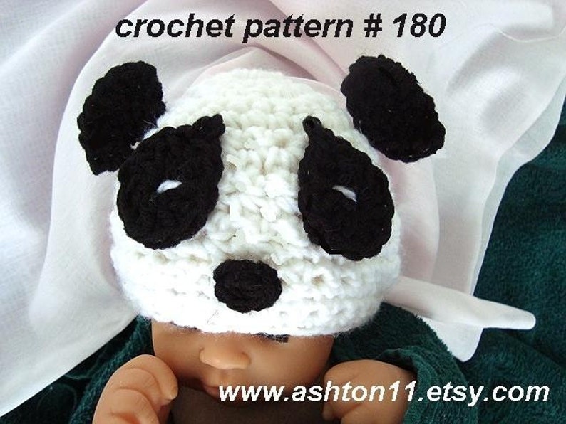 Panda Hat Crochet Pattern PDF 180-Baby Panda Hat-3 sizes newborn to 12 months image 1