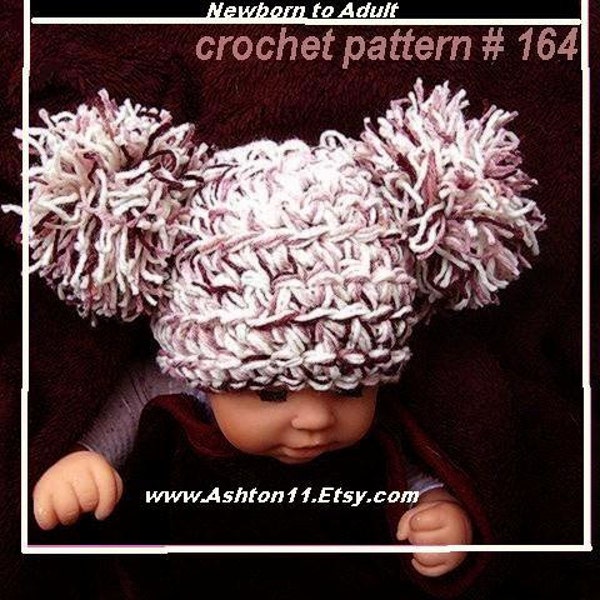 INSTANT DOWNLOAD Crochet Pattern PDF 164.Photo Prop, 30 Minute Jumbo pom pom Koala Bear Hat  make it newborn to adult