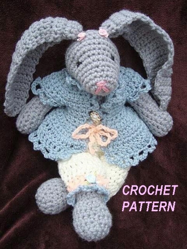 INSTANT DOWNLOAD Crochet Pattern stuffed toy bunny PDF 23 16 inch Rosalie Bunny Rabbit Instructions for bunny and clothing image 2