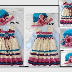 KNITTING PATTERN Hat and Dress Set Fantasia Beginner Knit baby girl dress Newborn to 6 yrs image 4