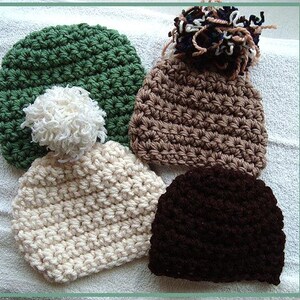 INSTANT DOWNLOAD Crochet Pattern PDF 238, Ashton Basic Chunky unisex beanie, all sizes baby to adult, men, women, children image 2