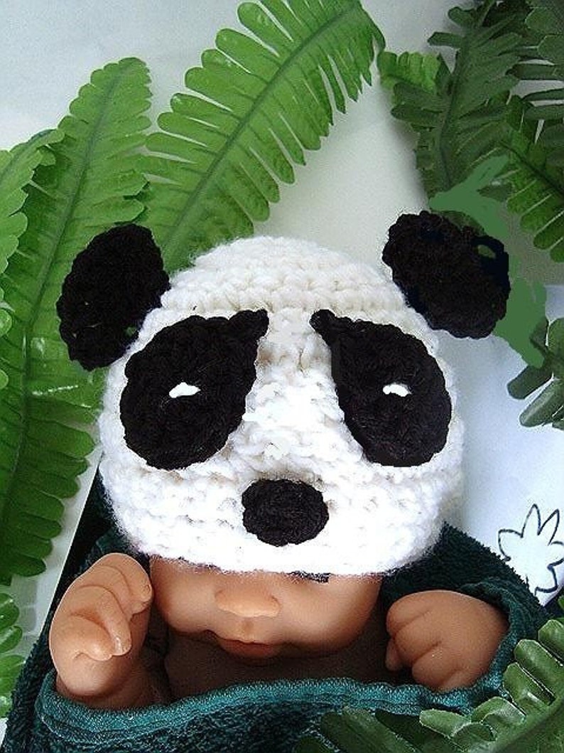 Panda Hat Crochet Pattern PDF 180-Baby Panda Hat-3 sizes newborn to 12 months image 3