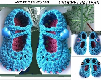 INSTANT DOWNLOAD Crochet Pattern PDF 184- Turquoise and Pink Mary Jane Booties - 3 sizes-Permission to sell your finished items.