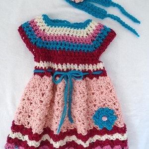 CROCHET PATTERN Baby Girls Dress and Headband Newborn to 6 years Peaches & Cream dress pattern 243 image 3