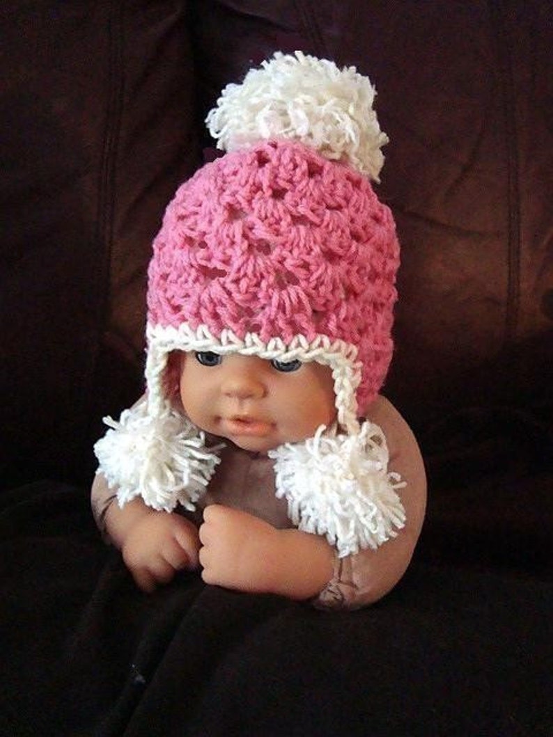 Crochet Hat Pattern PDF 193 Snow Babe Pompom hat Sizes Newborn, 3 to 6 Months, 6 to 12 Months. image 5