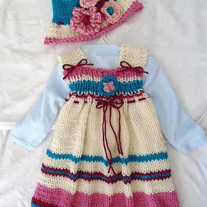 KNITTING PATTERN Hat and Dress Set Fantasia Beginner Knit baby girl dress Newborn to 6 yrs image 5