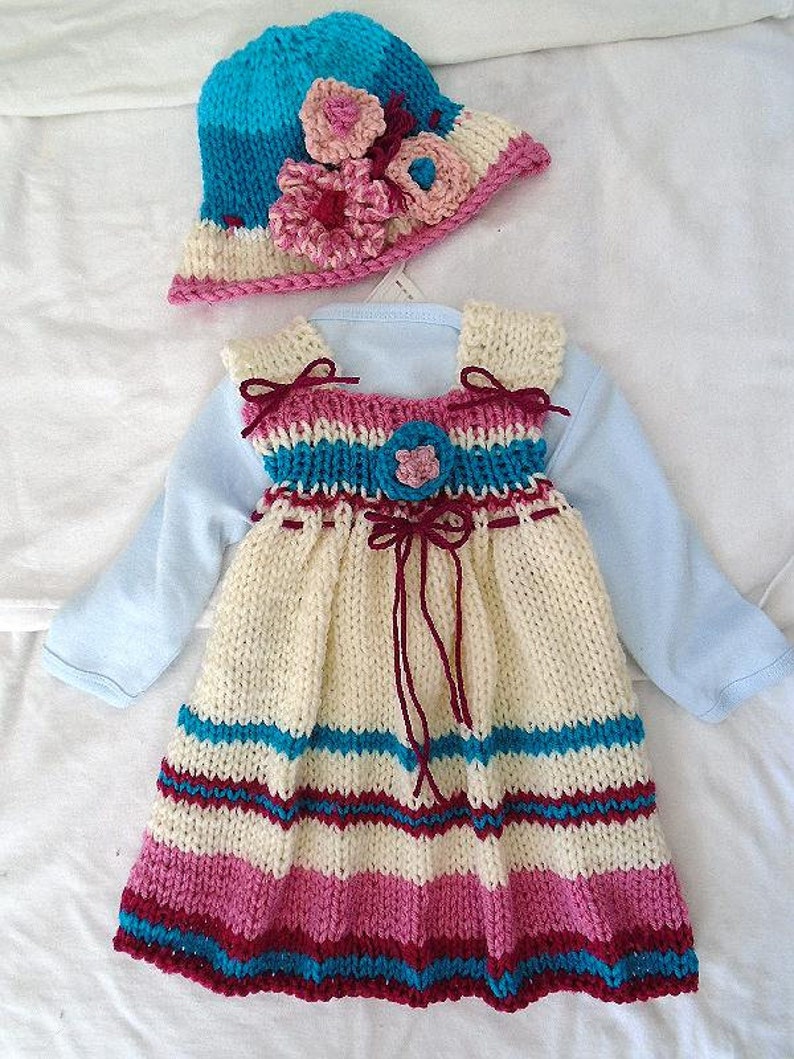 KNITTING PATTERN Hat and Dress Set Fantasia Beginner Knit baby girl dress Newborn to 6 yrs image 5