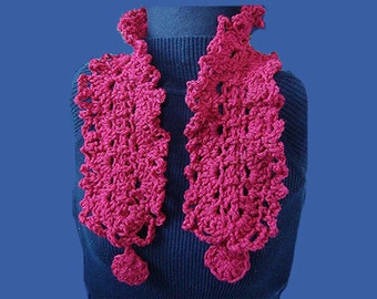 DESCARGA INSTANTE Patrón de Ganchillo PDF106-Cranberry Ruffled Cowl- Nivel Principiante