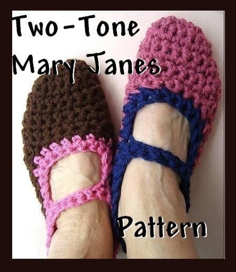 INSTANT DOWNLOAD Crochet Pattern PDF 75 Mary Jane Slippers Beginner Level, women's size 5 to 12. image 2